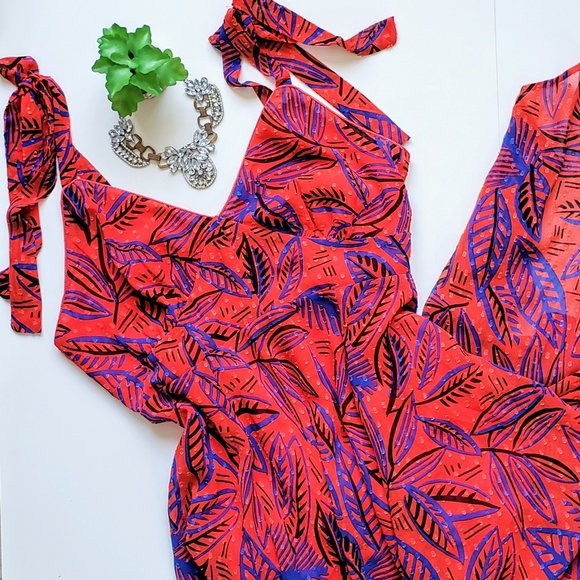 Alexis for Target Botanical Tie Shoulder Dress L - Picture 2 of 15